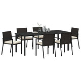 Set da Pranzo per Giardino 7 pcs Nero