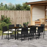 Set da Pranzo per Giardino 9 pcs Nero