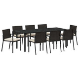 Set da Pranzo per Giardino 9 pcs Nero