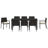 Set da Pranzo per Giardino 9 pcs Nero
