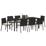 Set da Pranzo per Giardino 9 pcs Nero