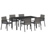 Set da Pranzo per Giardino 7 pcs Grigio