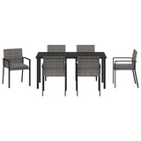 Set da Pranzo per Giardino 7 pcs Grigio