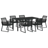 Set da Pranzo per Giardino 7 pcs Nero