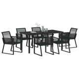 Set da Pranzo per Giardino 7 pcs Nero