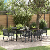 Set da Pranzo per Giardino 7 pcs Nero