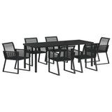 Set da Pranzo per Giardino 7 pcs Nero