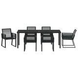 Set da Pranzo per Giardino 7 pcs Nero