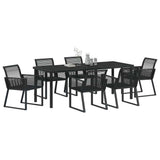 Set da Pranzo per Giardino 7 pcs Nero