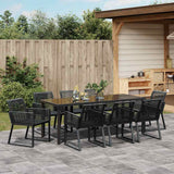 Set da Pranzo per Giardino 9 pcs Nero
