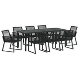 Set da Pranzo per Giardino 9 pcs Nero