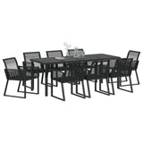 Set da Pranzo per Giardino 9 pcs Nero