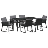 Set da Pranzo per Giardino 7 pcs Nero