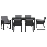 Set da Pranzo per Giardino 7 pcs Nero