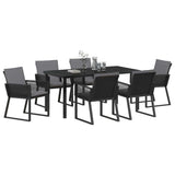 Set da Pranzo per Giardino 7 pcs Nero