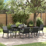 Set da Pranzo per Giardino 7 pcs Nero