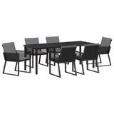 Set da Pranzo per Giardino 7 pcs Nero