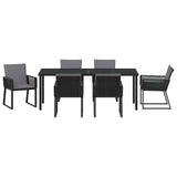 Set da Pranzo per Giardino 7 pcs Nero
