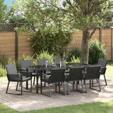 Set da Pranzo per Giardino 9 pcs Nero