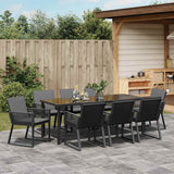 Set da Pranzo per Giardino 9 pcs Nero