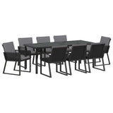 Set da Pranzo per Giardino 9 pcs Nero