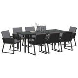 Set da Pranzo per Giardino 9 pcs Nero