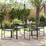 Set da Pranzo per Giardino 5 pcs Nero polyrattan