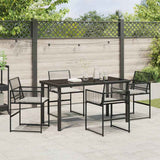 Set da Pranzo per Giardino 5 pcs Nero polyrattan