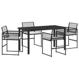 Set da Pranzo per Giardino 5 pcs Nero polyrattan