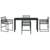 Set da Pranzo per Giardino 5 pcs Nero polyrattan