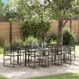 Set da Pranzo per Giardino 9 pcs Nero polyrattan