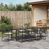 Set da Pranzo per Giardino 9 pcs Nero polyrattan