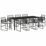 Set da Pranzo per Giardino 9 pcs Nero polyrattan