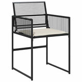Set da Pranzo per Giardino 9 pcs Nero polyrattan