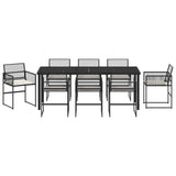 Set da Pranzo per Giardino 9 pcs Nero polyrattan