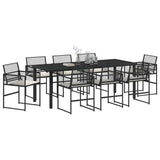 Set da Pranzo per Giardino 9 pcs Nero polyrattan