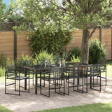 Set da Pranzo per Giardino 9 pcs Nero polyrattan