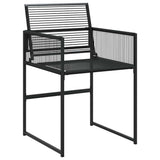 Set da Pranzo per Giardino 9 pcs Nero polyrattan