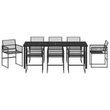 Set da Pranzo per Giardino 9 pcs Nero polyrattan