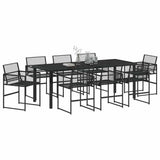 Set da Pranzo per Giardino 9 pcs Nero polyrattan