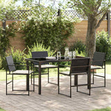 Set da Pranzo per Giardino 5 pcs Nero e Crema polyrattan