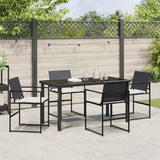 Set da Pranzo per Giardino 5 pcs Nero e Crema polyrattan