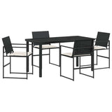 Set da Pranzo per Giardino 5 pcs Nero e Crema polyrattan