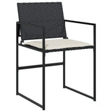 Set da Pranzo per Giardino 5 pcs Nero e Crema polyrattan