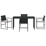 Set da Pranzo per Giardino 5 pcs Nero e Crema polyrattan