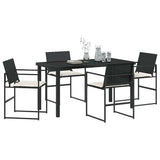 Set da Pranzo per Giardino 5 pcs Nero e Crema polyrattan