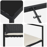 Set da Pranzo per Giardino 9 pcs Nero e Crema polyrattan