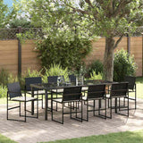 Set da Pranzo per Giardino 9 pcs Nero e Crema polyrattan