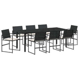 Set da Pranzo per Giardino 9 pcs Nero e Crema polyrattan