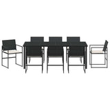 Set da Pranzo per Giardino 9 pcs Nero e Crema polyrattan